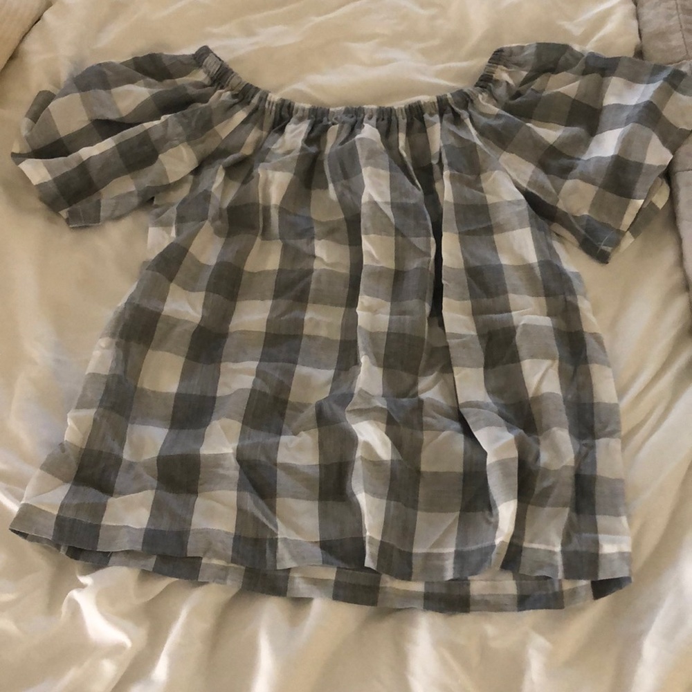 Off the shoulder gingham blouse